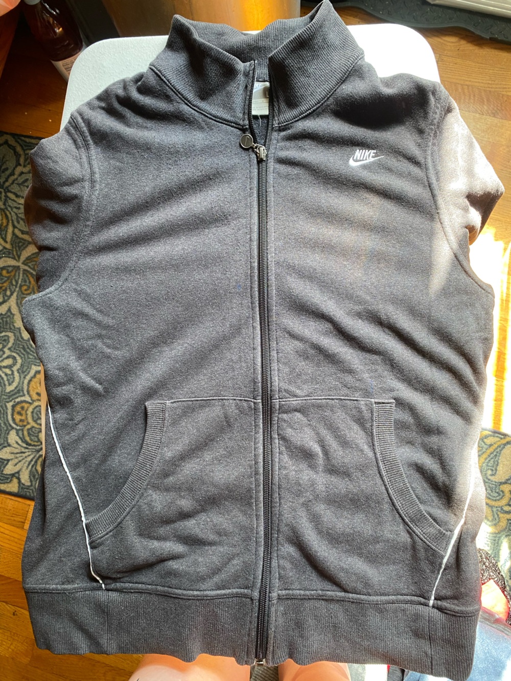 Nike Dark Gray Zip-Up Hoodie with Subtle Logo